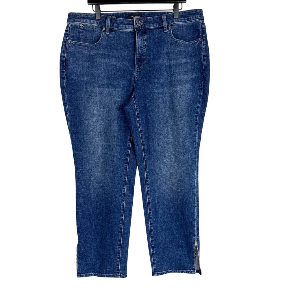 Talbots Slim Ankle Jeans High Rise Rhinestone Accent Blue - Plus 16W